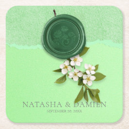 Porta-copo De Papel Quadrado Suporte de Papel de Casamento Green Seal