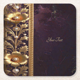 Porta-copo De Papel Quadrado Suporte de Papel de Flor Ornamentais Douradas com