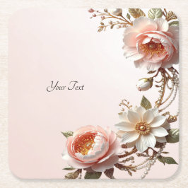 Porta-copo De Papel Quadrado Suporte de Papel de Flores Cor-de-Rosa e Brancas D