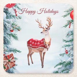 Porta-copo De Papel Quadrado Suporte de Papel de Natal Rena