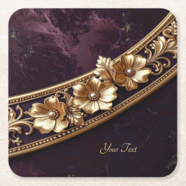 Porta-copo De Papel Quadrado Suporte de Papel Floral Dourado Ornamentado