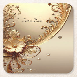 Porta-copo De Papel Quadrado Suporte de Papel Floral Dourado Ornamentado