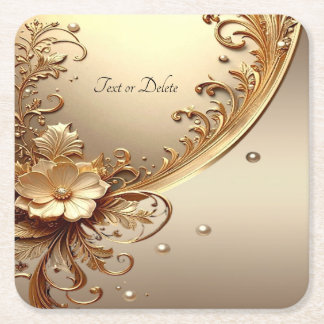 Porta-copo De Papel Quadrado Suporte de Papel Floral Dourado Ornamentado