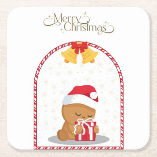 Porta-copo De Papel Quadrado Suporte de Presente de Urso de Natal