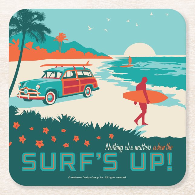 Porta-copo De Papel Quadrado Surf acima (Frente)