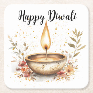 Porta-copo De Papel Quadrado Sussurros de chamas, Diwali