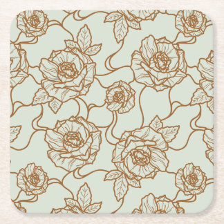 Porta-copo De Papel Quadrado Sussurros de Rosa, Padrão Floral Elegante de Arte