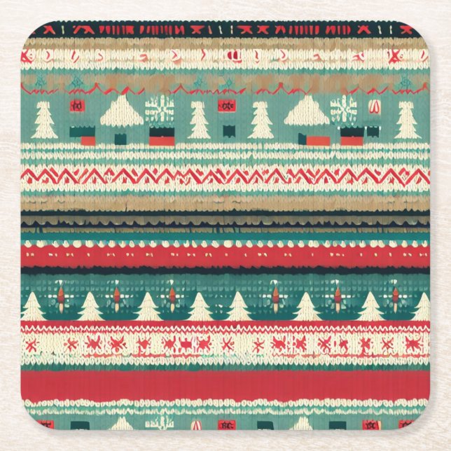 Porta-copo De Papel Quadrado Sweater Feio Natal 3 (Frente)