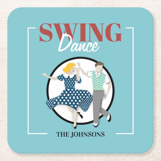 Porta-copo De Papel Quadrado Swing Dance (Frente)