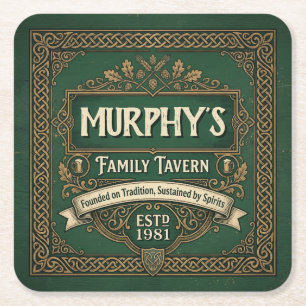Porta-copo De Papel Quadrado Taberna Irlandesa Personalizada Família Vintage Ve