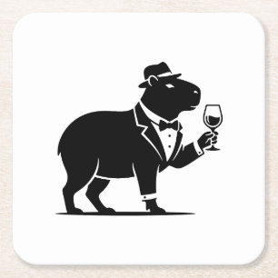 Porta-copo De Papel Quadrado Taça de Vinho de Capivara Engraçada Minimalista Mo