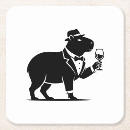 Porta-copo De Papel Quadrado Taça de Vinho de Capivara Engraçada Minimalista Mo