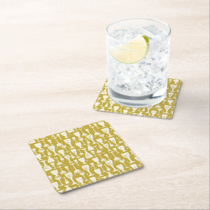 Porta-copo De Papel Quadrado Taças de Champagne Douradas Desenhadas à Mão Vinta