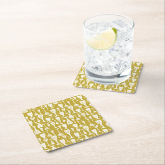 Porta-copo De Papel Quadrado Taças de Champagne Douradas Desenhadas à Mão Vinta