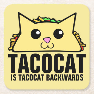 Porta-copo De Papel Quadrado Tacocat para trás