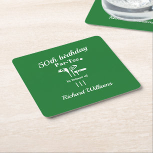 Porta-copo De Papel Quadrado Tacos de Golfe Par-Tee Verde Branco Aniversário de