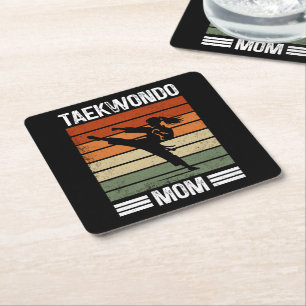 Porta-copo De Papel Quadrado Taekwondo Mãe Artes Marciais Retroativas Mãe Prese