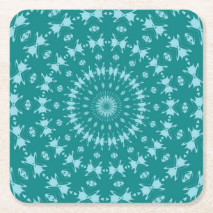 Porta-copo De Papel Quadrado Tanager Turquesa e Azul Turquesa Padrão Abstrato M