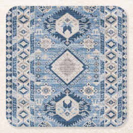 Porta-copo De Papel Quadrado Tapete Kilim Azul Antigo Oriental