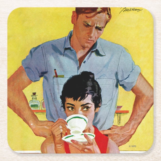 Porta-copo De Papel Quadrado Tarde Demais Para Compensar (Frente)