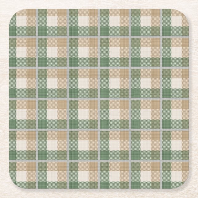 Porta-copo De Papel Quadrado Tartan (Frente)