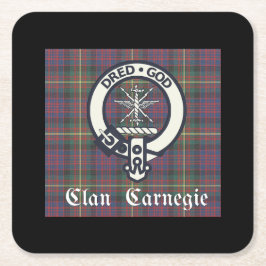 Porta-copo De Papel Quadrado Tartan do Brasão do Clã Carnegie