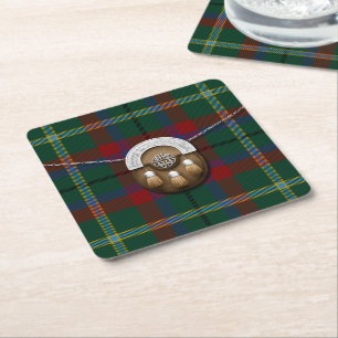 Porta-copo De Papel Quadrado Tartan e Sporran irlandeses de Mayo do condado