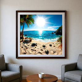 Porta-copo De Papel Quadrado Teal Watercolor Sea Turtle Coastal Zen