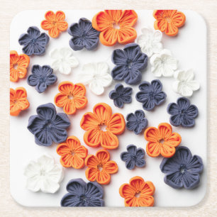 Porta-copo De Papel Quadrado tecidos de costura de primavera manual flores lara