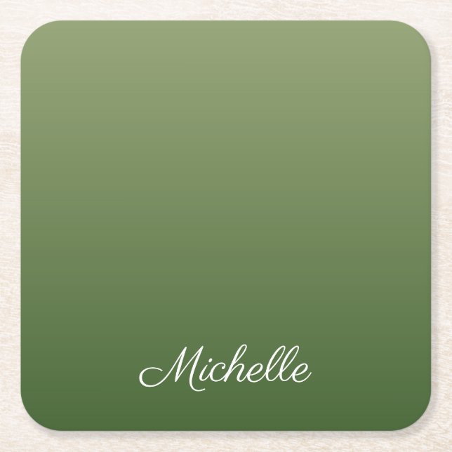 Porta-copo De Papel Quadrado Tecla verde personalizada (Frente)