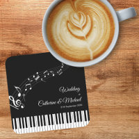 Teclas de Piano Notas Musicais Casamento Preto e B