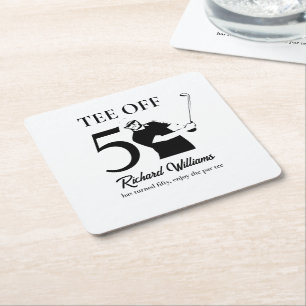 Porta-copo De Papel Quadrado Tee Off Início de Uma Nova Era Aniversário de 50 A