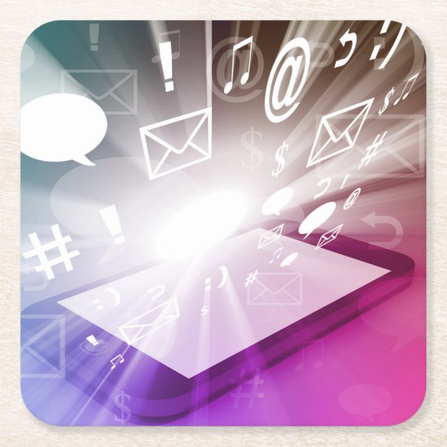 Porta-copo De Papel Quadrado Telefone esperto do écran sensível que transfere (Frente)