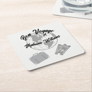 Porta-copo De Papel Quadrado Tema de Viagem de Aposentadoria Festa Bons Ventos