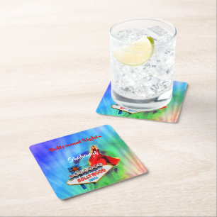 Porta-copo De Papel Quadrado Tema Indiano de Bollywood Colorido