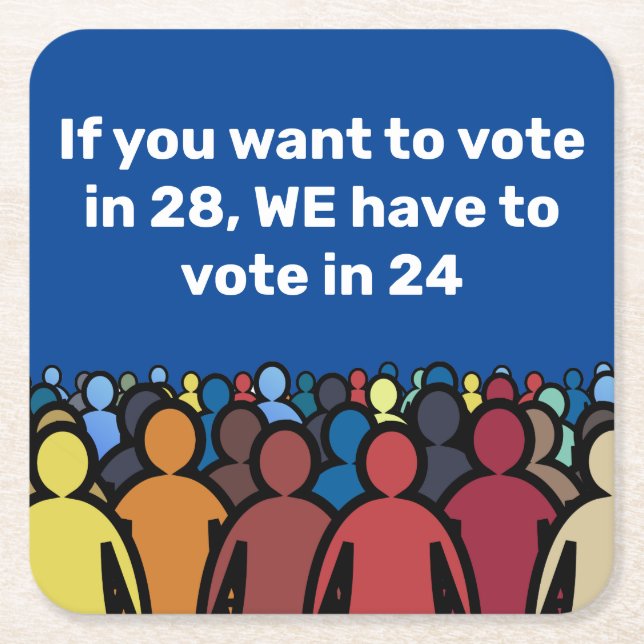 Porta-copo De Papel Quadrado Temos de votar em 24 (Frente)