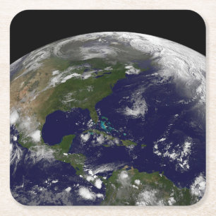 Porta-copo De Papel Quadrado Tempestades Tropicais No Planeta Terra.