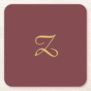 Porta-copo De Papel Quadrado Tendência Profissional de Monograma Dourado de Vin