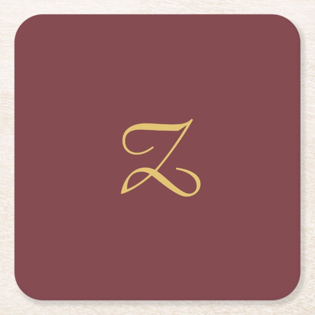 Porta-copo De Papel Quadrado Tendência Profissional de Monograma Dourado de Vin (Frente)