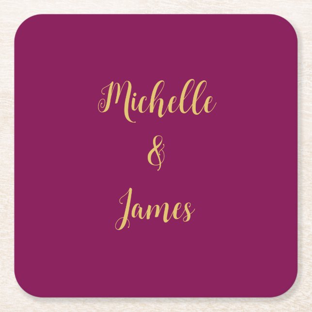 Porta-copo De Papel Quadrado Tendência Profissional de Vinho e Douradas (Frente)