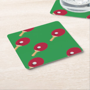Porta-copo De Papel Quadrado tênis de mesa de e esfera em verde