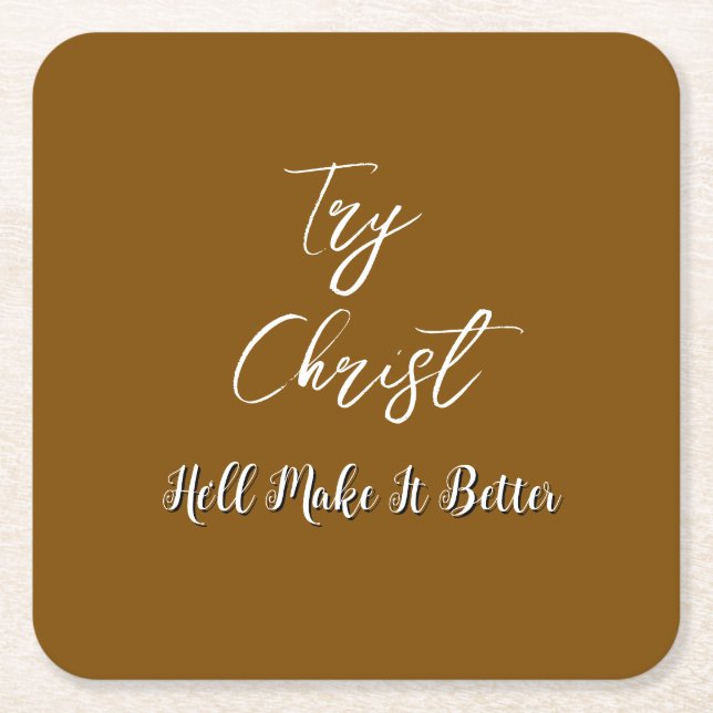 Porta-copo De Papel Quadrado Tente Christ Brown (Frente)