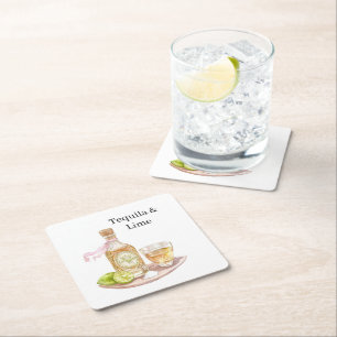 Porta-copo De Papel Quadrado Tequila & Limão