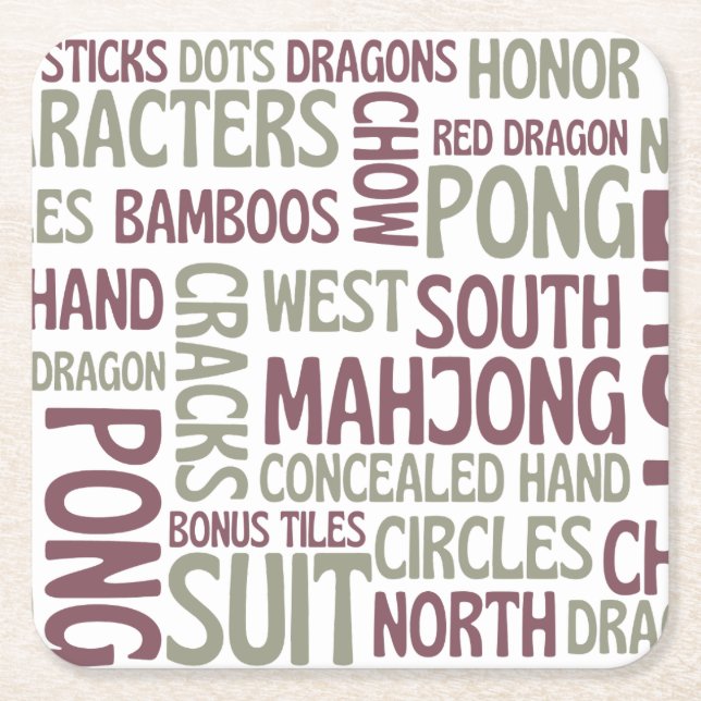 Porta-copo De Papel Quadrado terminologia Mahjong (Frente)
