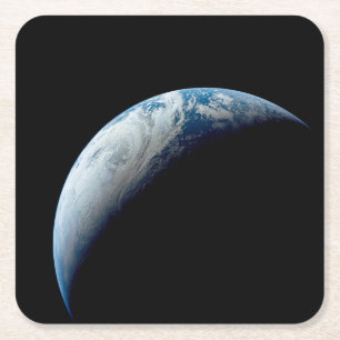 Porta-copo De Papel Quadrado Terra Crescente Tirada Da Missão Apollo 4.