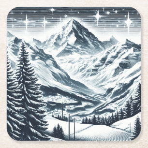 Porta-copo De Papel Quadrado Terra maravilhosa do inverno de neve