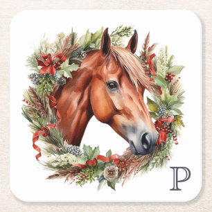 Porta-copo De Papel Quadrado Terra Natal do Monograma Horse