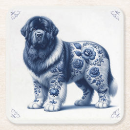 Porta-copo De Papel Quadrado Terra Nova Landseer Newfoundland