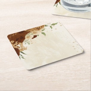 Porta-copo De Papel Quadrado terracotta Earth tone casamento floral