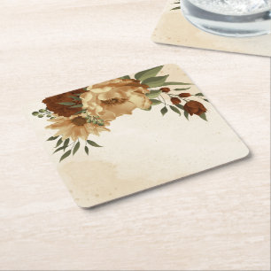 Porta-copo De Papel Quadrado terracotta floral rustic